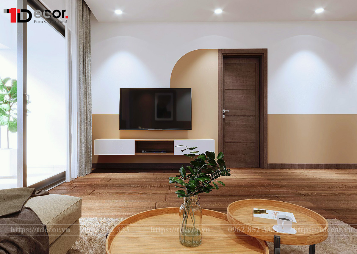 Tivi treo tường và kệ tivi không chân giúp dễ dàng vệ sinh sàn nhà