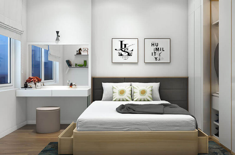Thiết kế phòng ngủ chung cư sử dụng nội thất thông minh 