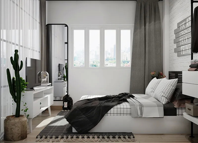 Phòng ngủ màu đen trắng hiện đại và cá tính