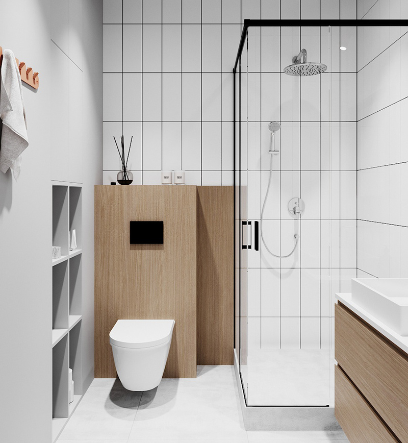 Thiết kế phòng tắm sử dụng nội thất thông minh