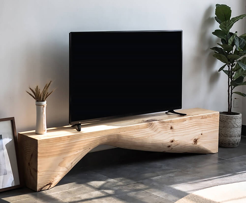 Kệ tivi phòng khách nguyên khối gỗ tự nhiên đơn giản, độc đáo