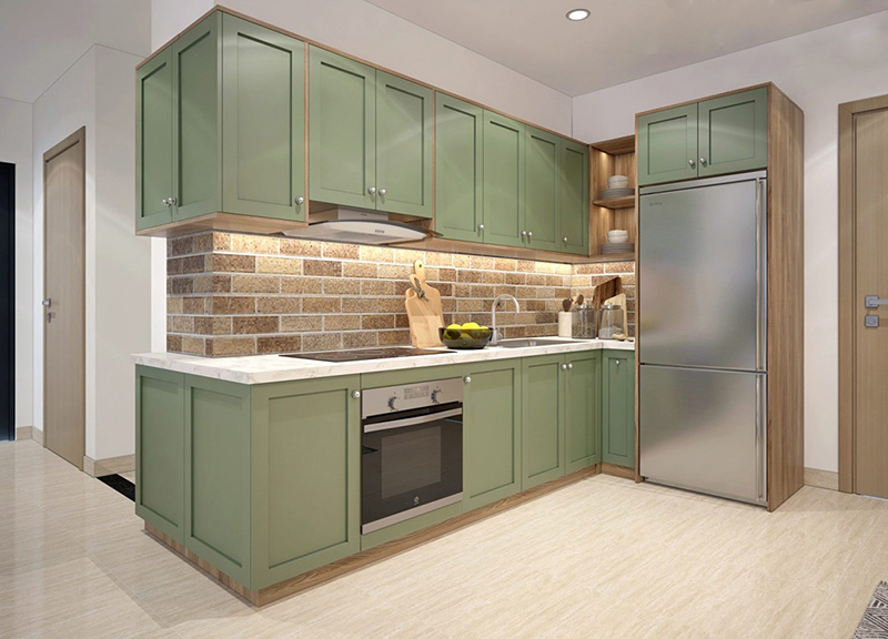 Thiết kế bếp chung cư 56m2 với không gian xanh
