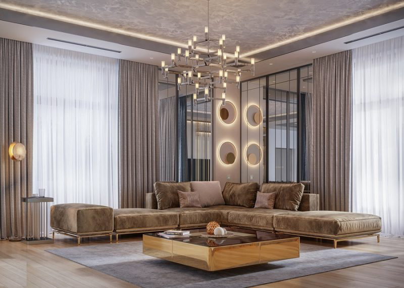 Nội thất phòng khách căn hộ chung cư 150m2 Luxury
