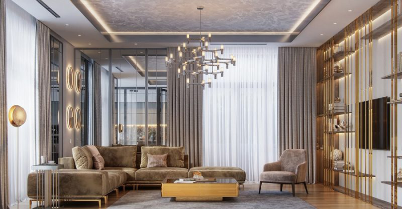 Thiết kế phòng khách căn hộ 150m2 luxury