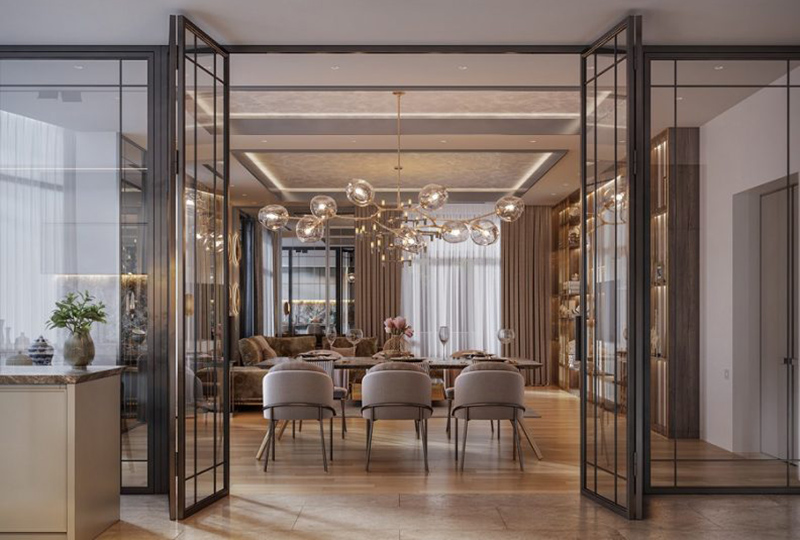 Thiết kế phòng khách và phòng ăn căn hộ 150m2 luxury