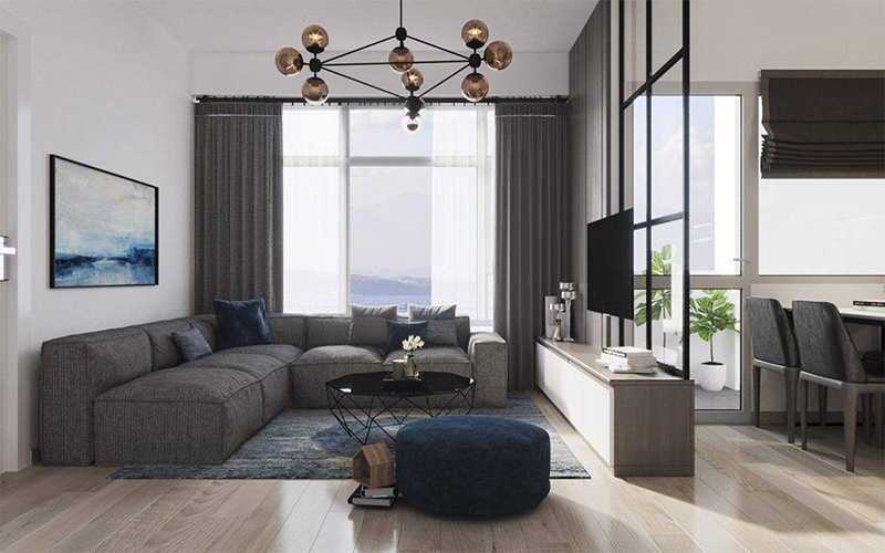 Thiết kế phòng khách chung cư 62m2 