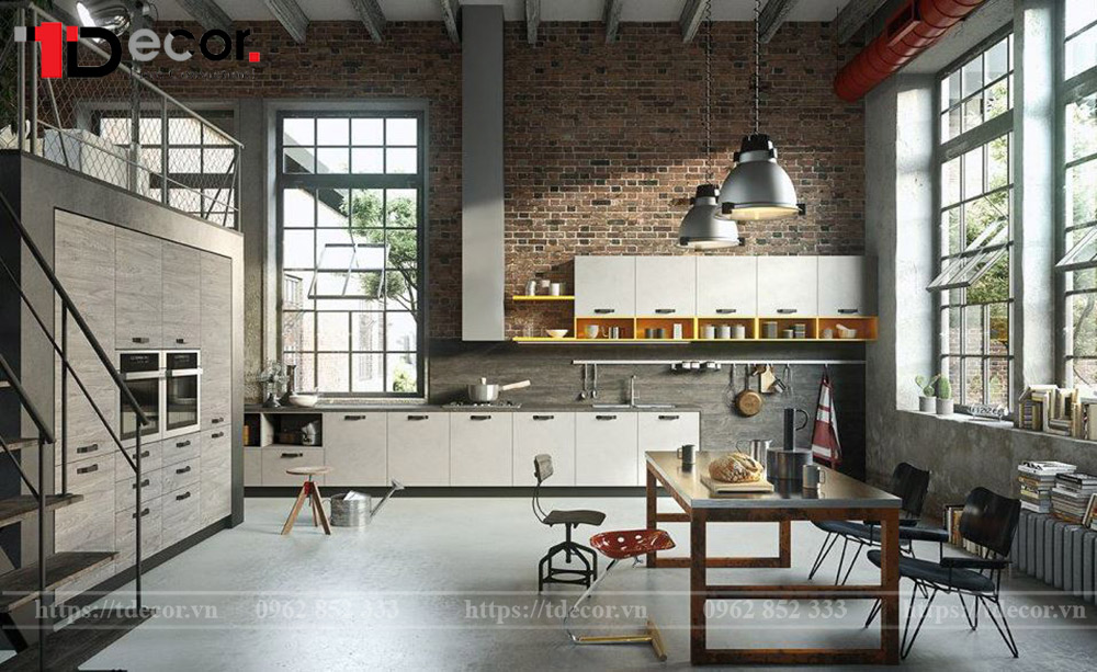 Phong cách thiết kế công nghiệp ứng dựng trong phòng bếp