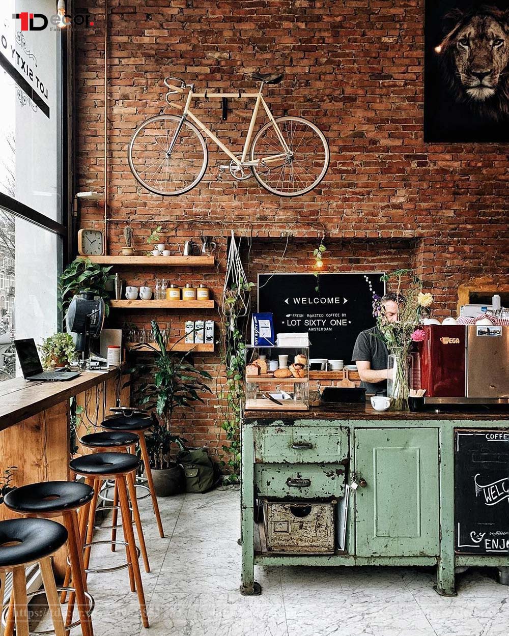 phong cách thiết kế nội thất vintage quán cafe