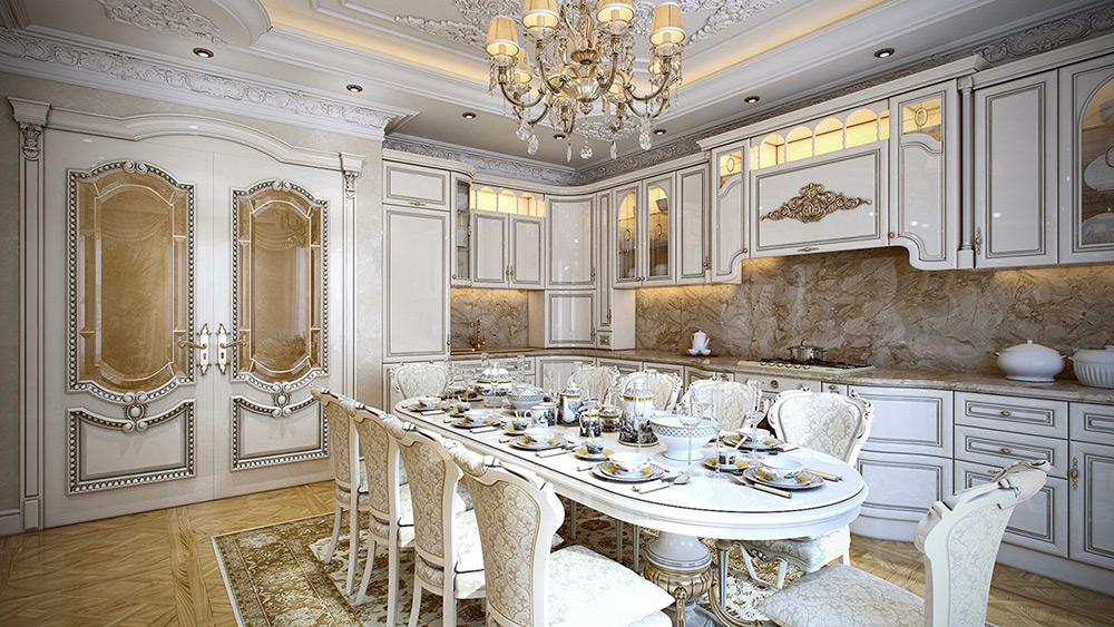 trang trí phòng bếp phong cách Baroque