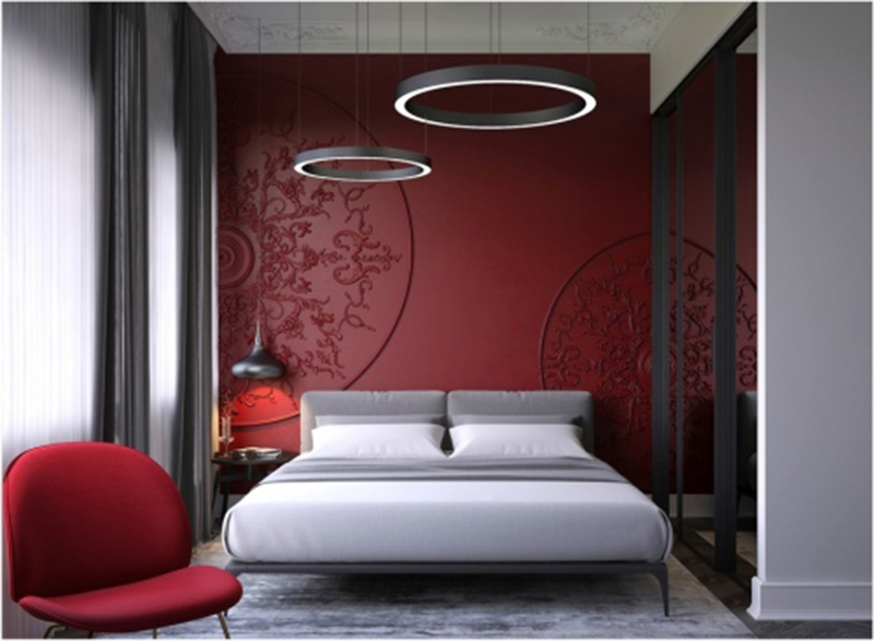 trang trí phòng ngủ màu đỏ