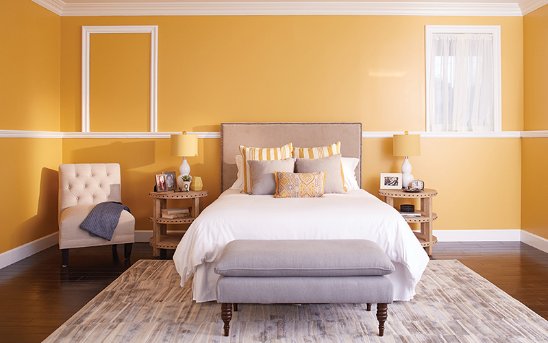 decor phòng ngủ màu vàng