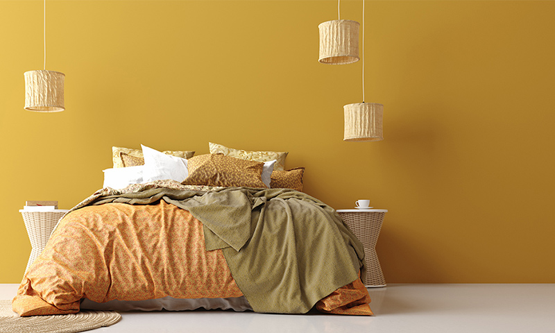 trang trí phòng ngủ màu vàng