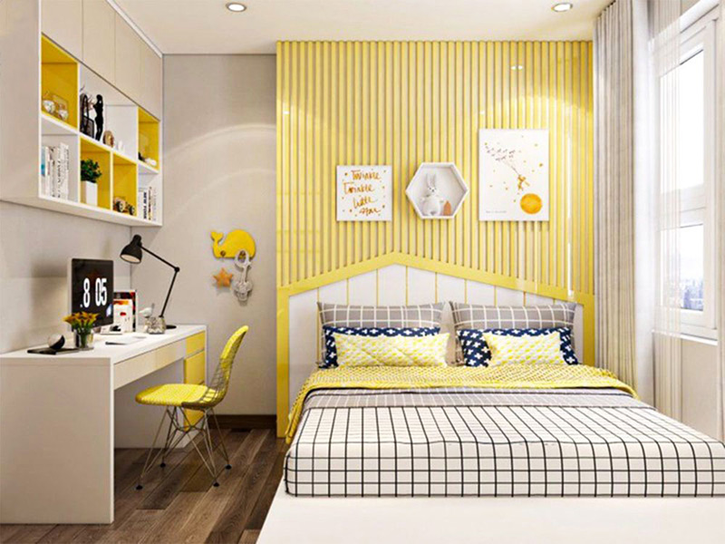phòng ngủ màu vàng nhạt