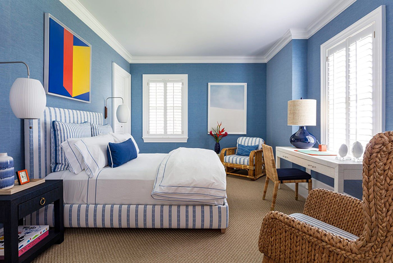 sơn phòng ngủ màu xanh dương