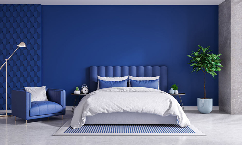 trang trí phòng ngủ màu xanh dương