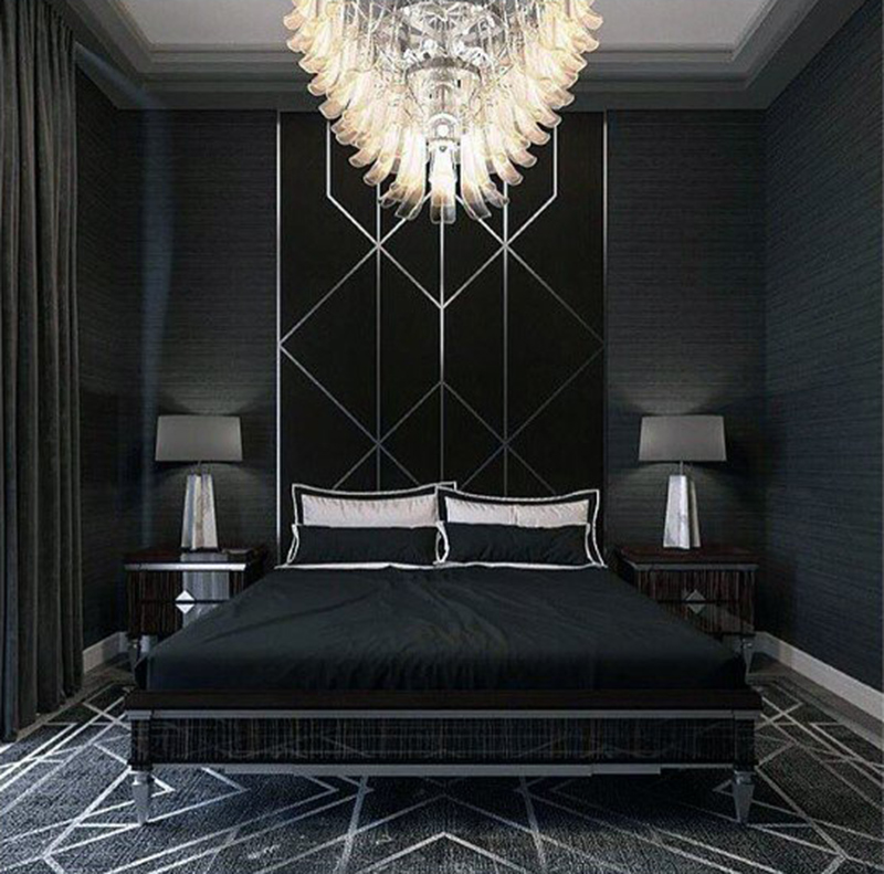 thiết kế phòng ngủ màu đen