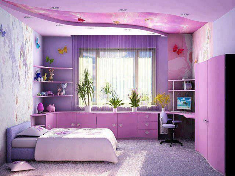 phòng ngủ đẹp màu tím 
