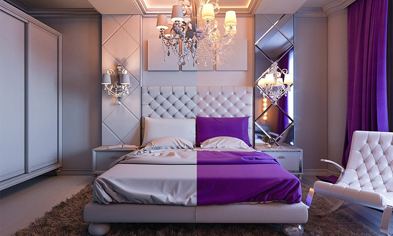 decor phòng ngủ màu tím