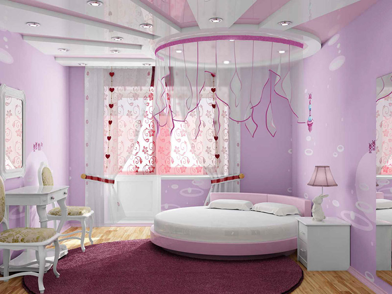 phòng ngủ màu tím trắng