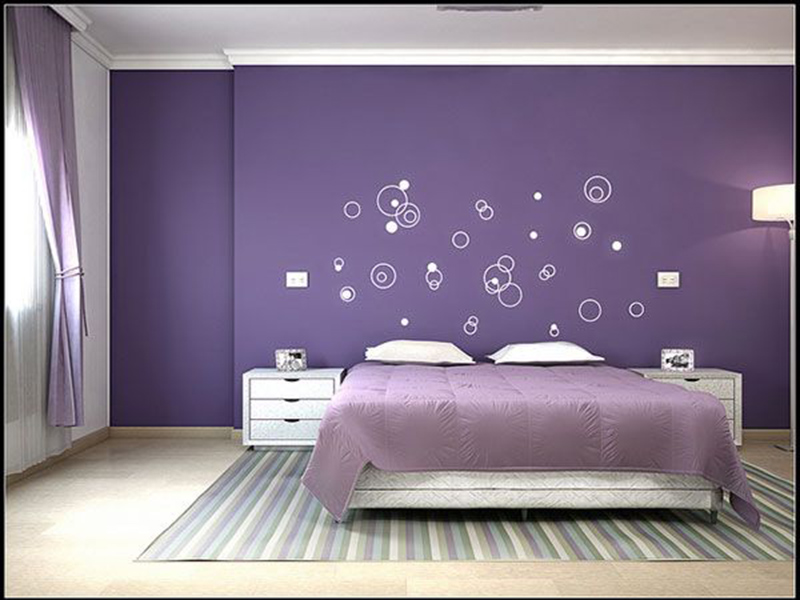 phòng ngủ màu tím đơn giản