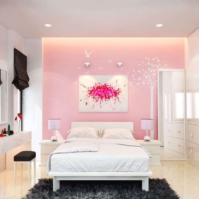 decor phòng ngủ màu hồng