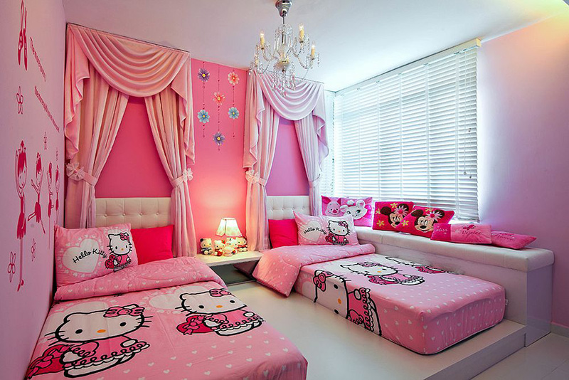 phòng bé gái màu hồng