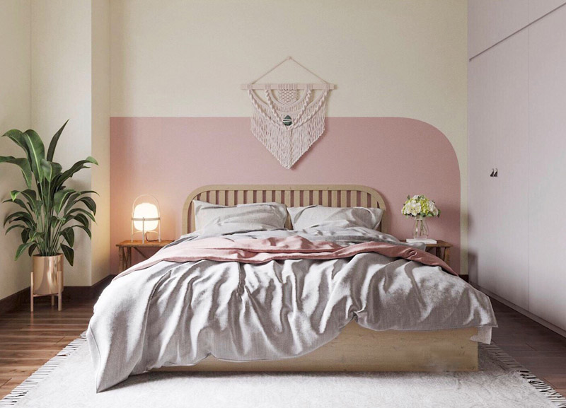 Sơn phòng ngủ gam màu hồng dễ thương