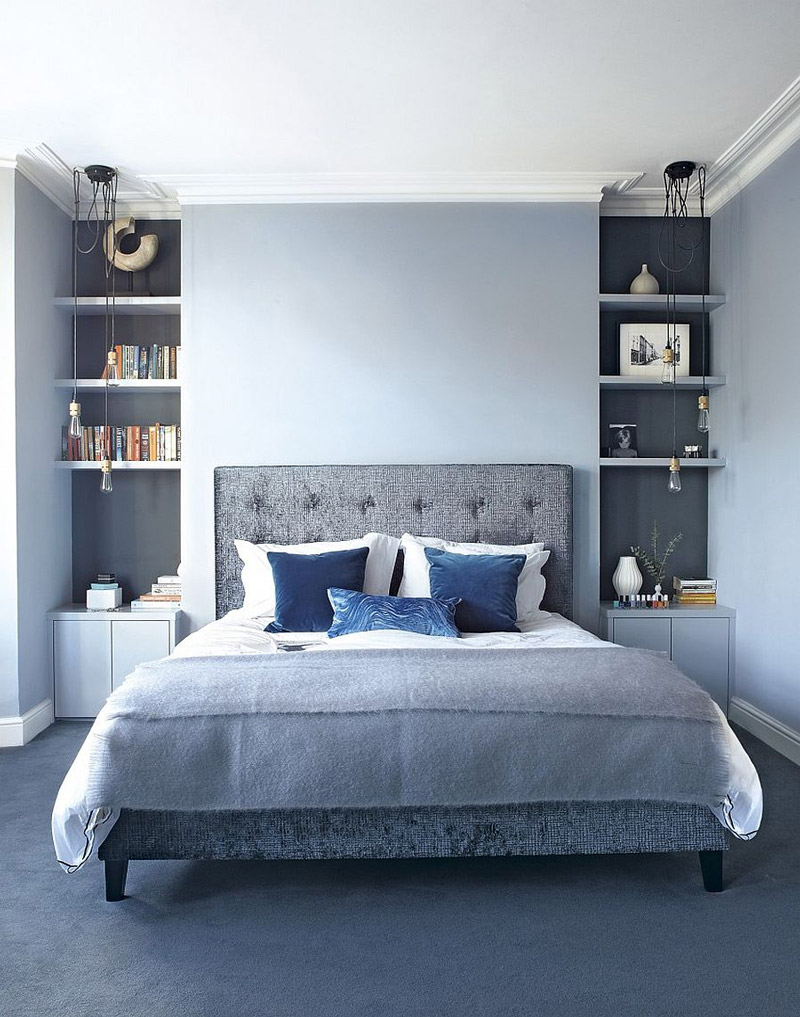 Phòng ngủ sơn màu xanh pastel dịu mắt, dễ chịu