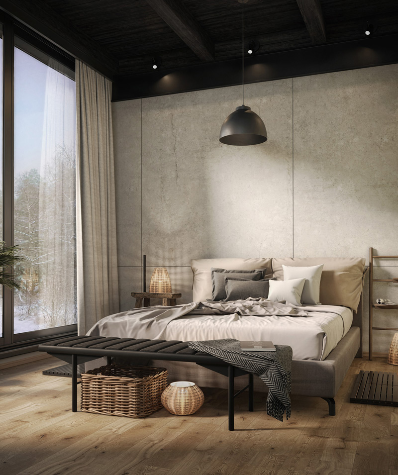 Mẫu phòng ngủ phong cách Scandinavian tông màu trầm ấm