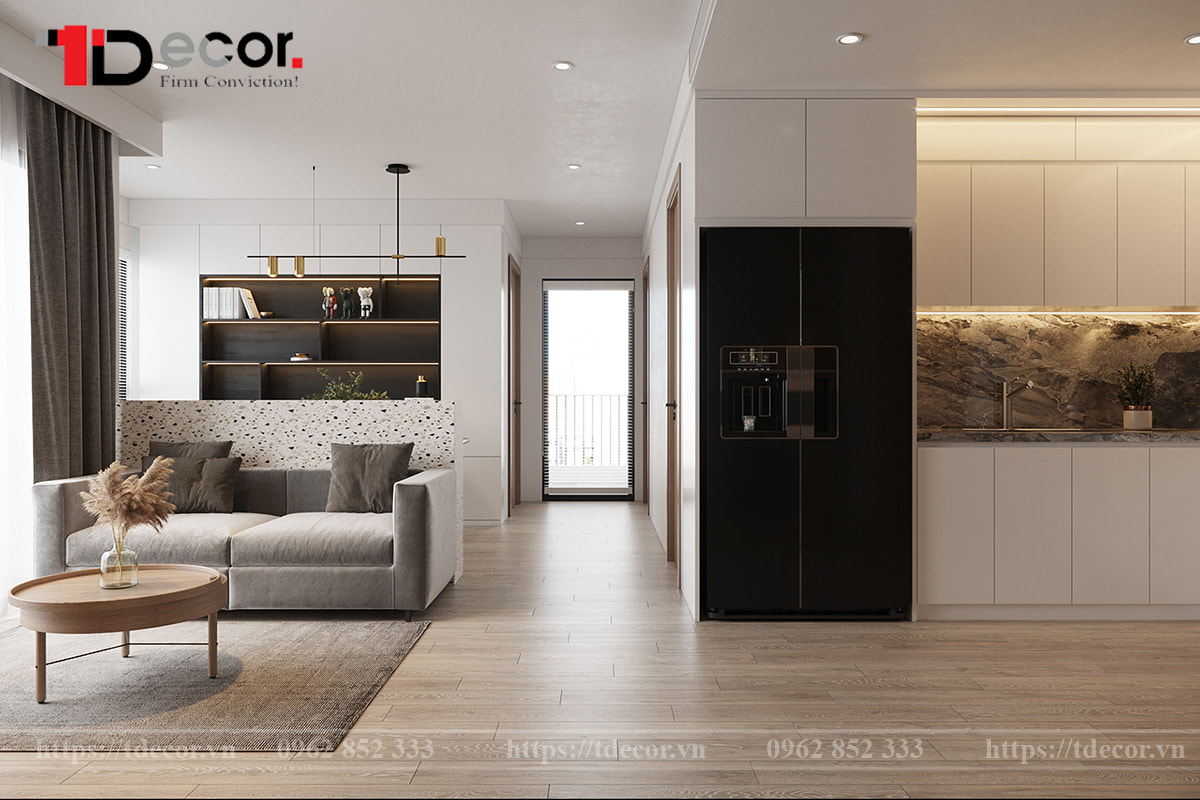 Thiết kế nội thất phòng khách chung cư 64m2 Vinhomes Smart City 