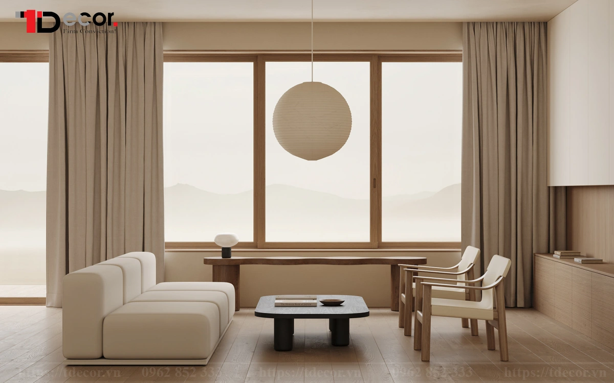 Phòng khách tối giản phong cách Nhật 